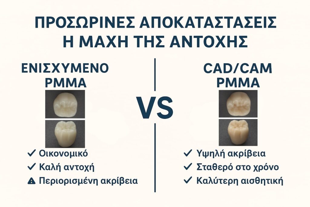 Προσωρινές Αποκαταστάσεις                         «Η Μάχη της Αντοχής»                      Ενισχυμένο PMMA vs. CAD/CAM PMMA